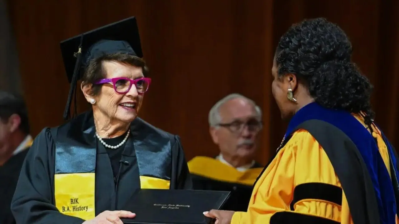 Billie Jean King has finally got her diploma. It took her 65 years to graduate
